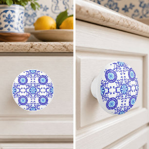 Watercolor Positano Amalfi Tile Design Ceramic Knob