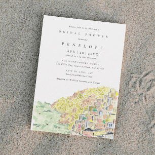 Watercolor Positano Italy Bridal Shower Invitation