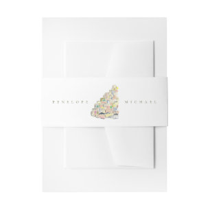 Watercolor Positano Italy Destination Wedding Invitation Belly Band
