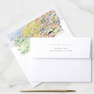Watercolor Positano Italy Return Address Envelope