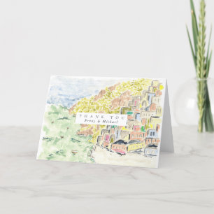 Watercolor Positano Italy Thank You Cards