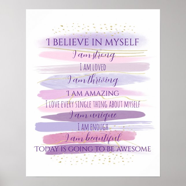 Watercolor Positive Affirmations Poster (Front)