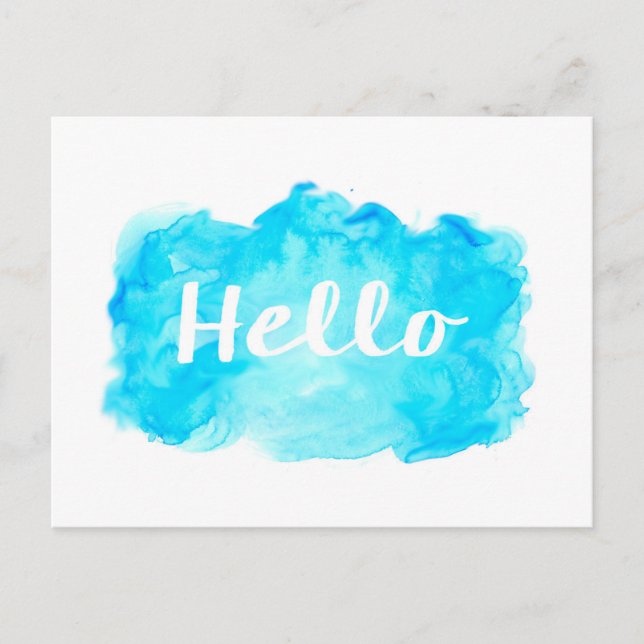 Watercolor postcard - teal, turquoise, blue (Front)