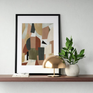 Watercolor poster Abstract Geometrical modern art