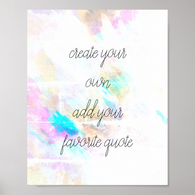 watercolor poster create your own quote wall art (Front)