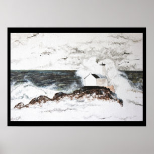 Watercolor Poster Storm Brittany Island