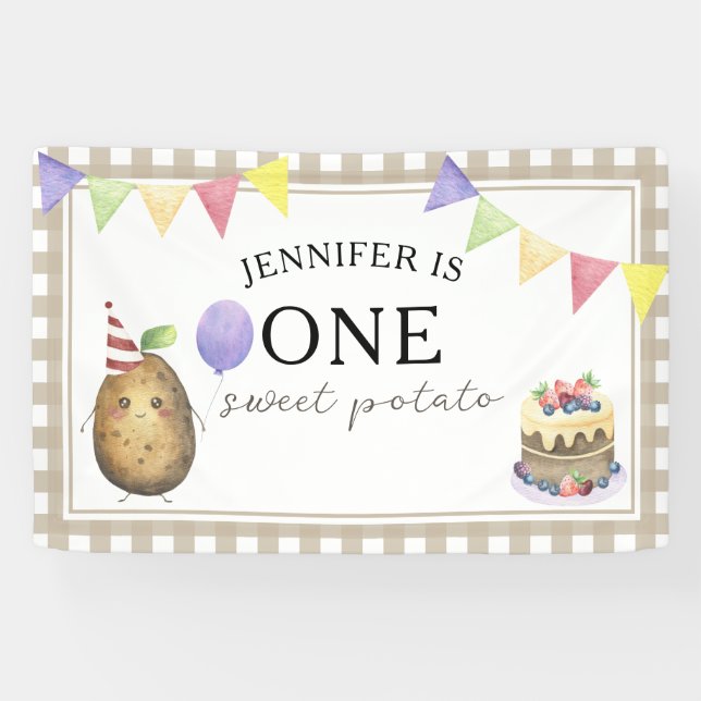 Watercolor Potato 1st birthday Banner (Horizontal)