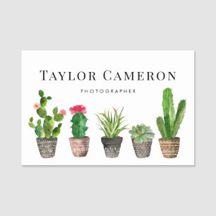Watercolor Potted Cactus and Succulents Name Tag
