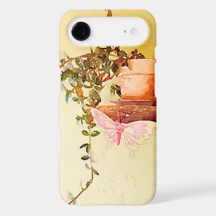 Watercolor Potted Plant and Butterfly