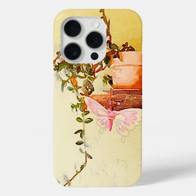 Watercolor Potted Plant and Butterfly Case-Mate iPhone Case (Back)
