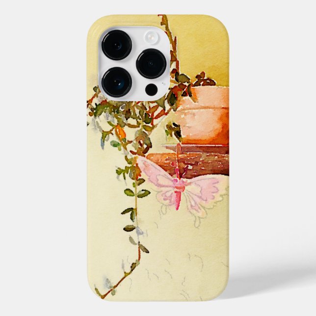 Watercolor Potted Plant and Butterfly Case-Mate iPhone Case (Back)