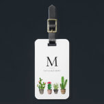 Watercolor Potted Succulents Monogram Luggage Tag<br><div class="desc">Whimsical and modern luggage tag featuring assorted watercolor cactus and succulents.</div>