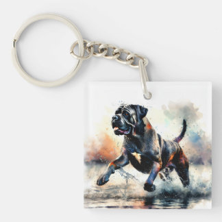 Watercolor powerful Cane Corso dog Key Ring