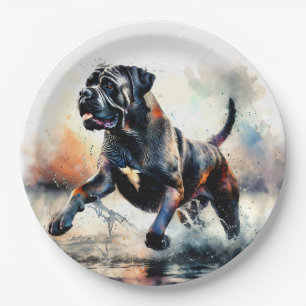Watercolor powerful Cane Corso dog Paper Plate