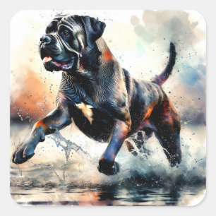 Watercolor powerful Cane Corso dog Square Sticker