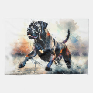 Watercolor powerful Cane Corso dog Tea Towel