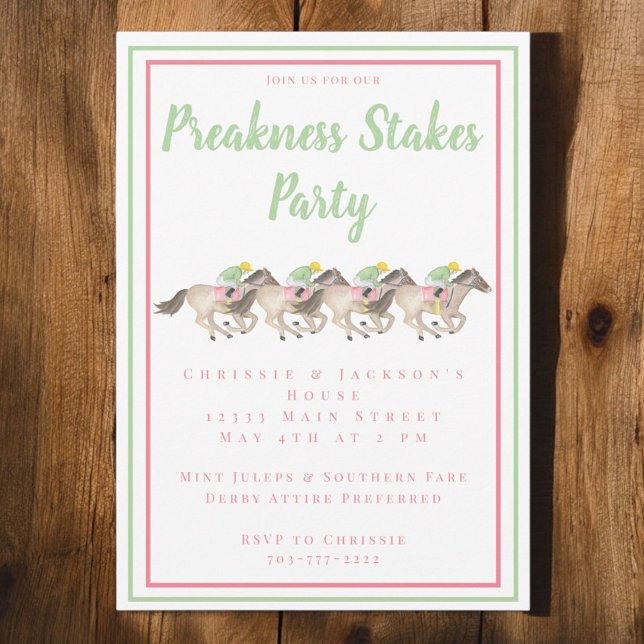 Watercolor Preakness Stakes Party Horse Racing  Invitation (Creator Uploaded)