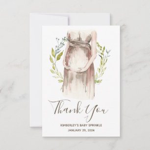 Watercolor Pregnant Woman Baby Shower  Thank You C Card