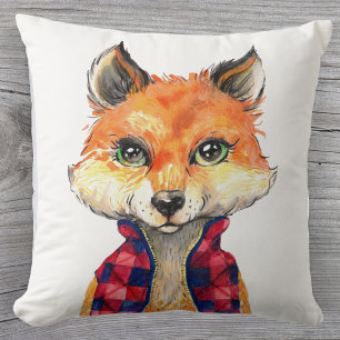 Watercolor Preppy Fox Cushion