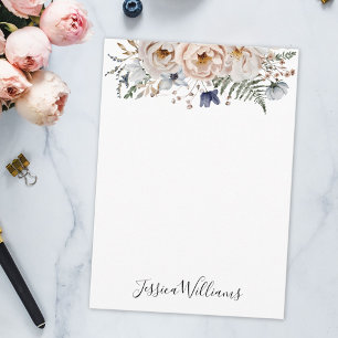 Watercolor Pretty Beige Blue Personalised Floral Card