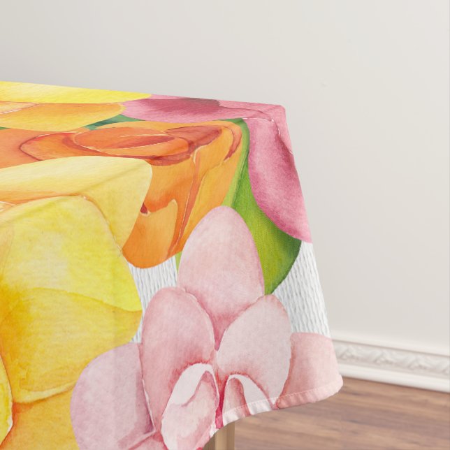 Watercolor Pretty Bright Florals Tablecloth (In Situ)