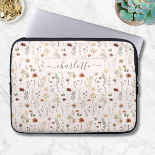 Watercolor Pretty Floral Wild flowers Pattern  Laptop Sleeve