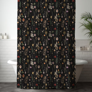 Watercolor Pretty Floral Wildflower Pattern Shower Curtain
