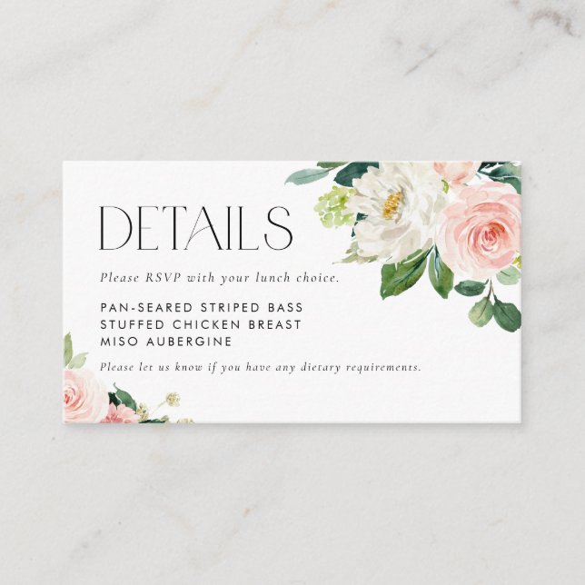 Watercolor Pretty Garden Flowers RSVP Details Enclosure Card (Front)