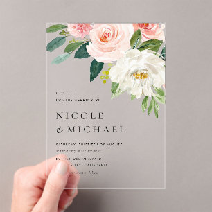 Watercolor Pretty Garden Flowers Spring Wedding Acrylic Invitations