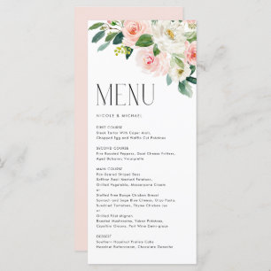 Watercolor Pretty Garden Flowers Spring Wedding Menu