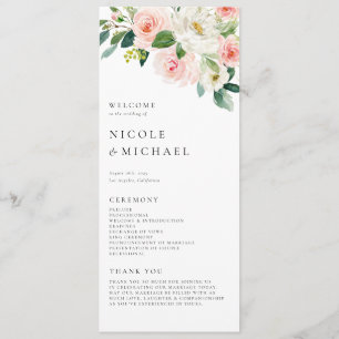 Watercolor Pretty Garden Flowers Spring Wedding Programme
