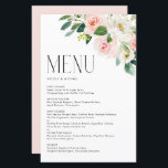 Watercolor Pretty Garden Flowers Wedding Menu Card<br><div class="desc">Add a floral accent to your event tablescape with this customisable menu card.It features a watercolour bouquet of blush,  pink,  and white roses,  and peonies. Personalise by adding your details. This floral menu card is perfect for spring weddings,  baby showers,  bridal showers,  birthdays,  and more.</div>