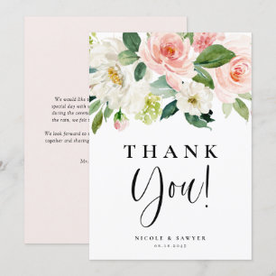 Watercolor Pretty Garden Flowers Wedding Thank You Card