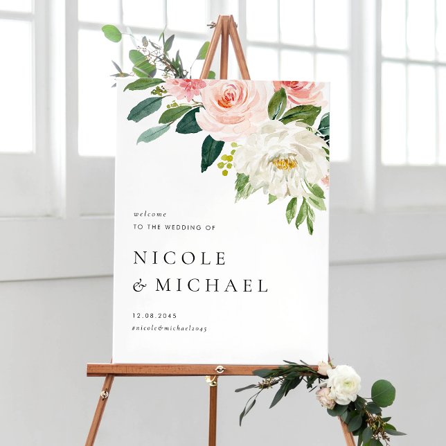 Watercolor Pretty Garden Flowers Wedding Welcome Poster (Creator Uploaded)