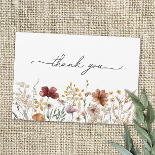 Watercolor Pretty Wildflower Garden Floral Thank You Card