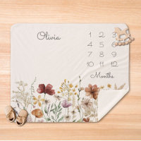 Watercolor Pretty Wildflower Milestone Baby