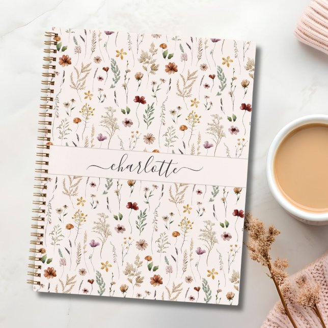 Watercolor Pretty Wildflowers Floral Pattern  Notebook (Creator Uploaded)