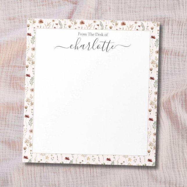 Watercolor Pretty Wildflowers Floral Pattern  Notepad (Creator Uploaded)