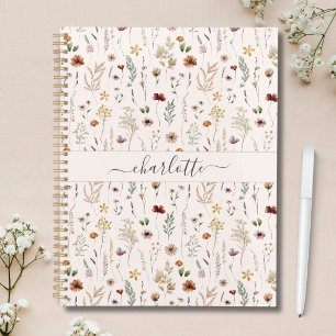 Watercolor Pretty Wildflowers Floral Pattern Planner