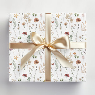 Watercolor Pretty Wildflowers Floral Pattern Wrapping Paper