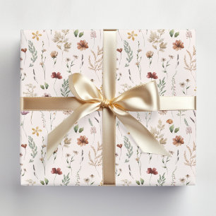 Watercolor Pretty Wildflowers Floral Pattern Wrapping Paper