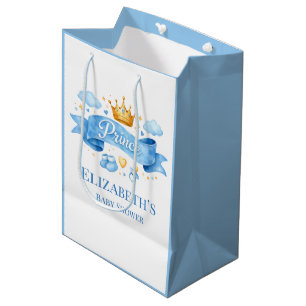 Watercolor Prince Boy Baby Shower Medium Gift Bag