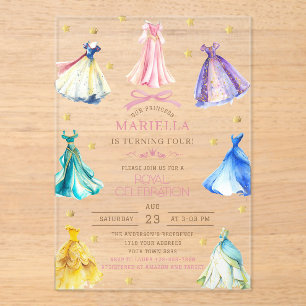 Watercolor Princess  Dress Birthday Royal birthday Acrylic Invitations