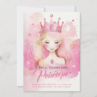 Watercolor Princess Fantasy Birthday Invitation