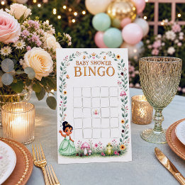 Watercolor Princess Frog Baby Shower Bingo Game