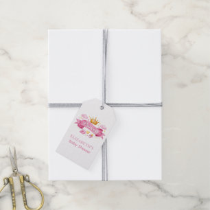 Watercolor Princess Pink Girl Baby Shower Thank U Gift Tags
