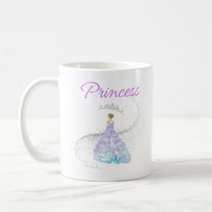 watercolor princess purple coffee mug