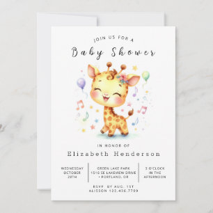 Watercolor Printable Giraffe Baby Shower Invitation