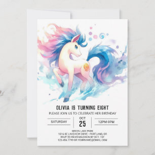 Watercolor Printable Horse Birthday Invitation
