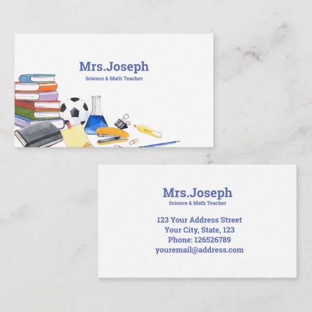 Watercolor Private Tutor Business Card (Front/Back)